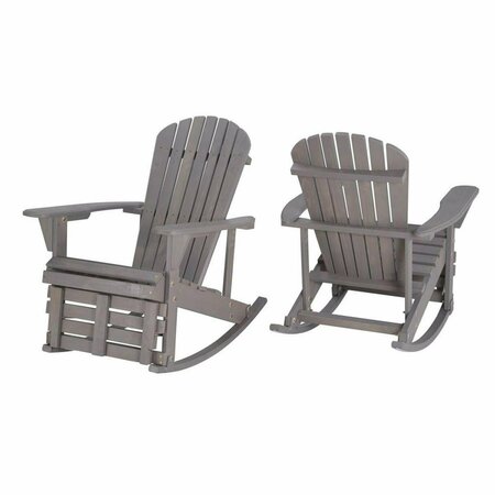 CAMA Zero Gravity Collection Dark Gray Adirondack Rocking Chair w/Built-in Footrest-Set of 2 Chairs CA3349711